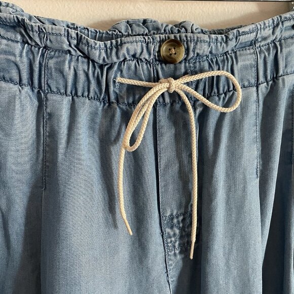 BeachLunchLounge Women Sz S Blue Chambray Drawstring/Elastic Waist Casual Pants - Picture 5 of 9
